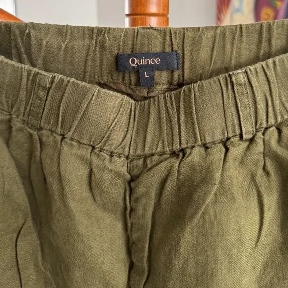 Quince - 100% European Linen Pants in Martini Olive - Picture 3 of 9